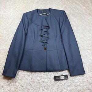 Anne Klein Blue Ruffle Front Blazer